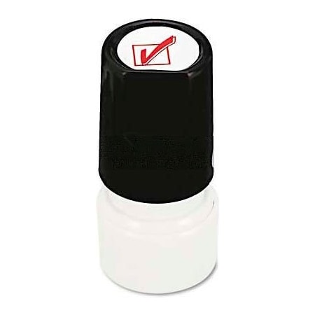 Universal Universal Round Message Stamp, CHECK MARK, Pre-Inked/Re-Inkable, Red UNV10075***